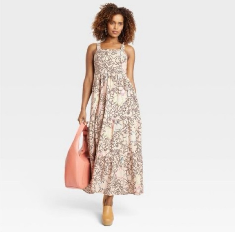 Knox Rose Tan‎ and Brown Sleeveless Scoop Neck Sundress